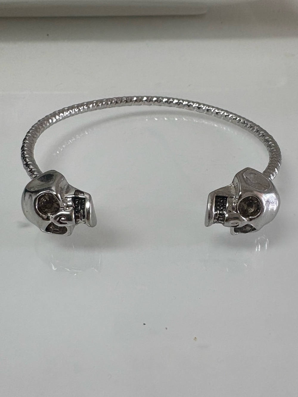 Sterling Silver Skull Open Cuff Bracelet